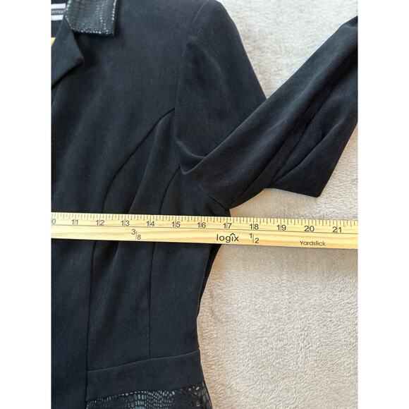 Vintage Amanda Smith Petites Women’s 8P Black Blazer Jacket Snake Skin Trim - Picture 3 of 8